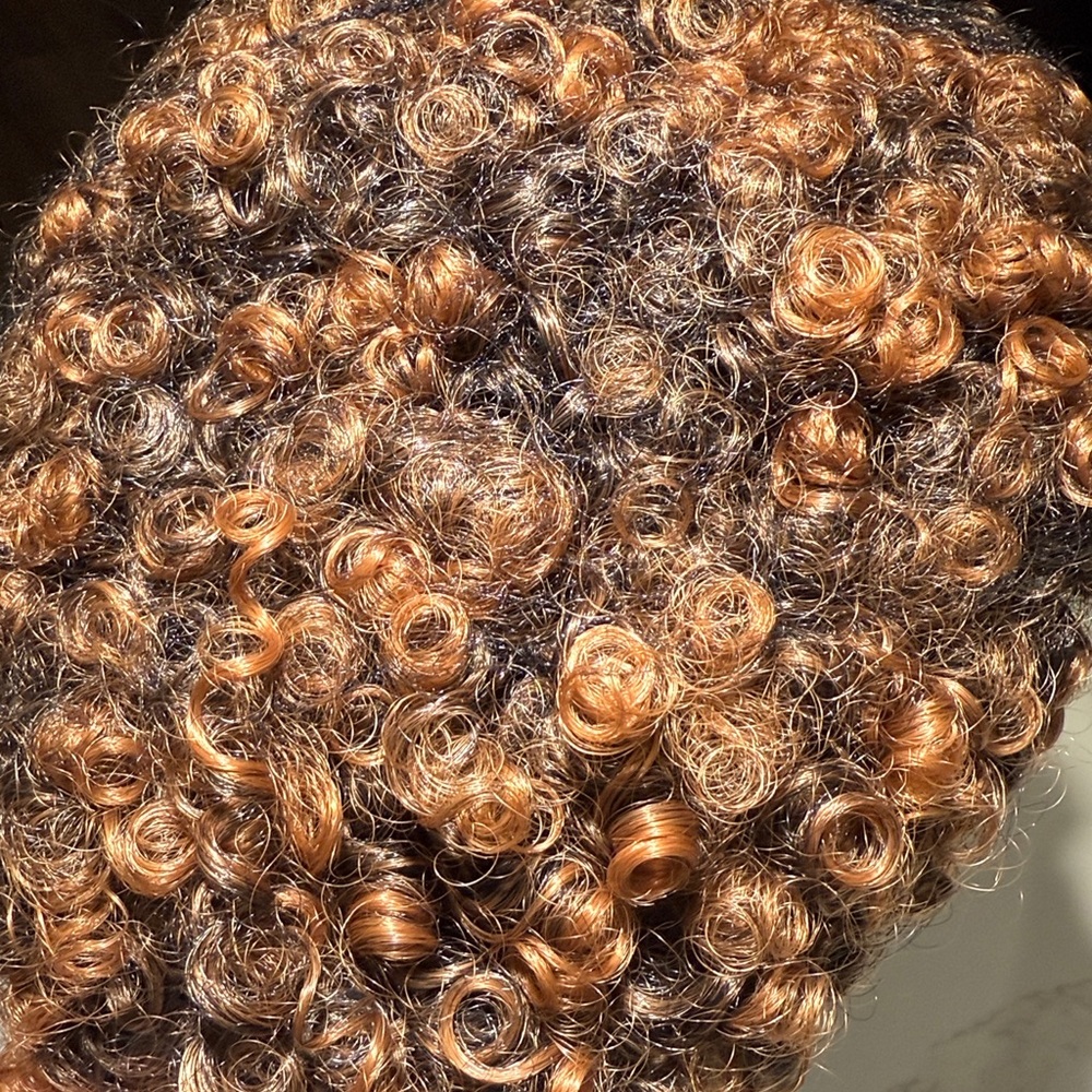 HAIR, Kinky Curly Afro Pixie with headband attached, Highlighted - Picture 5 of 10